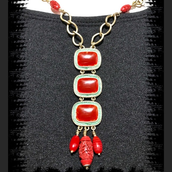 Lc Jewelry - 🌟Pretty Necklace Silver Tone Faux Amber and Coral